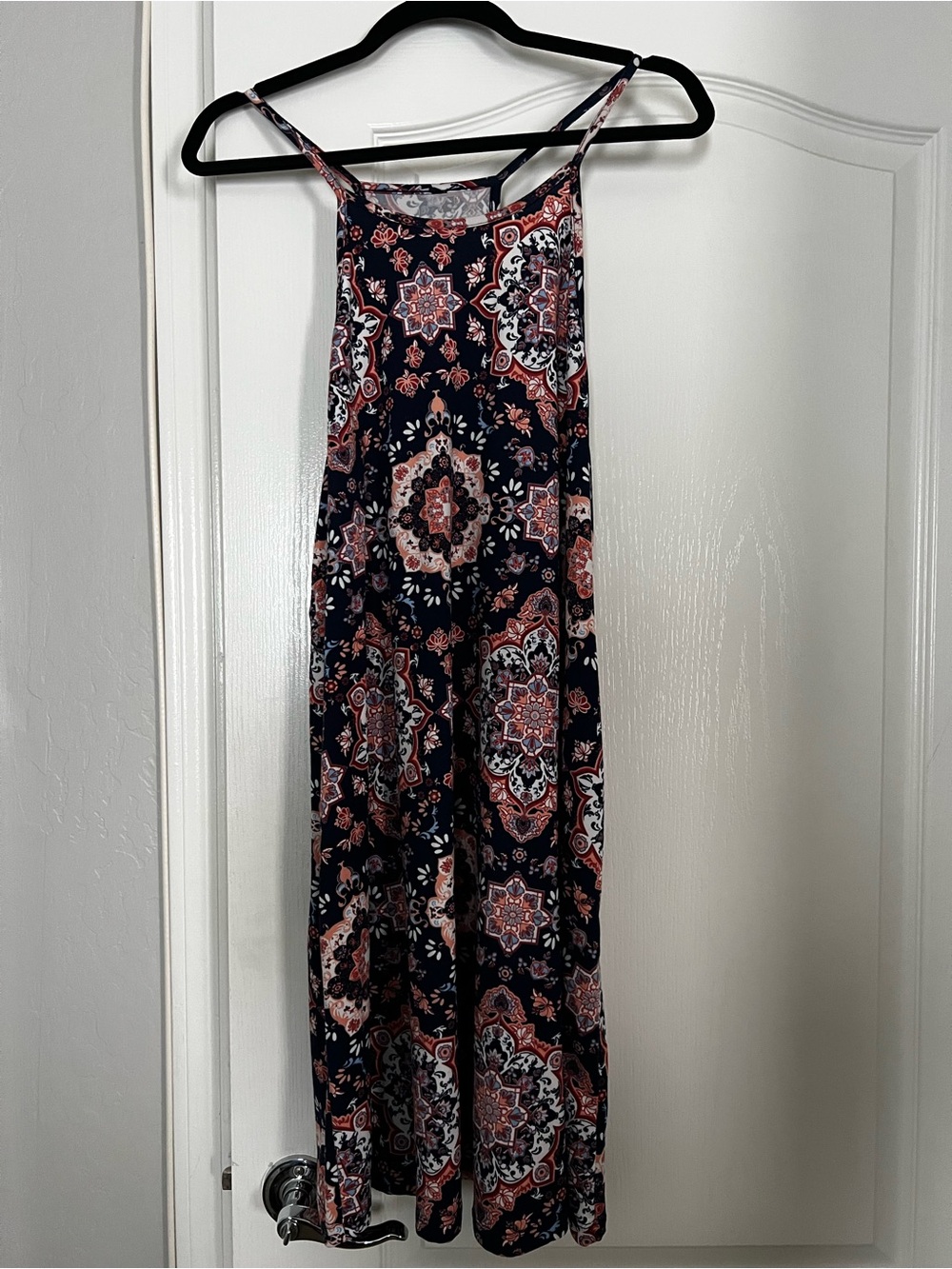Navy Floral Print Spaghetti-Strap Jumpsuit